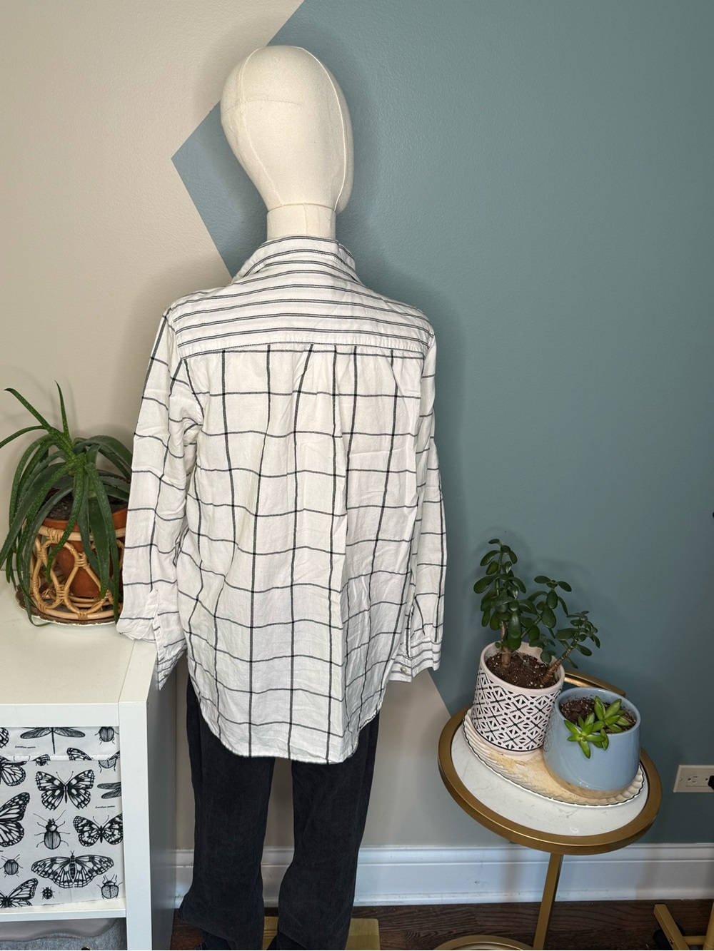 French Connection Cotton Mixed Stripe Button Shirt Minimalist Preppy Medium - Picture 5 of 11